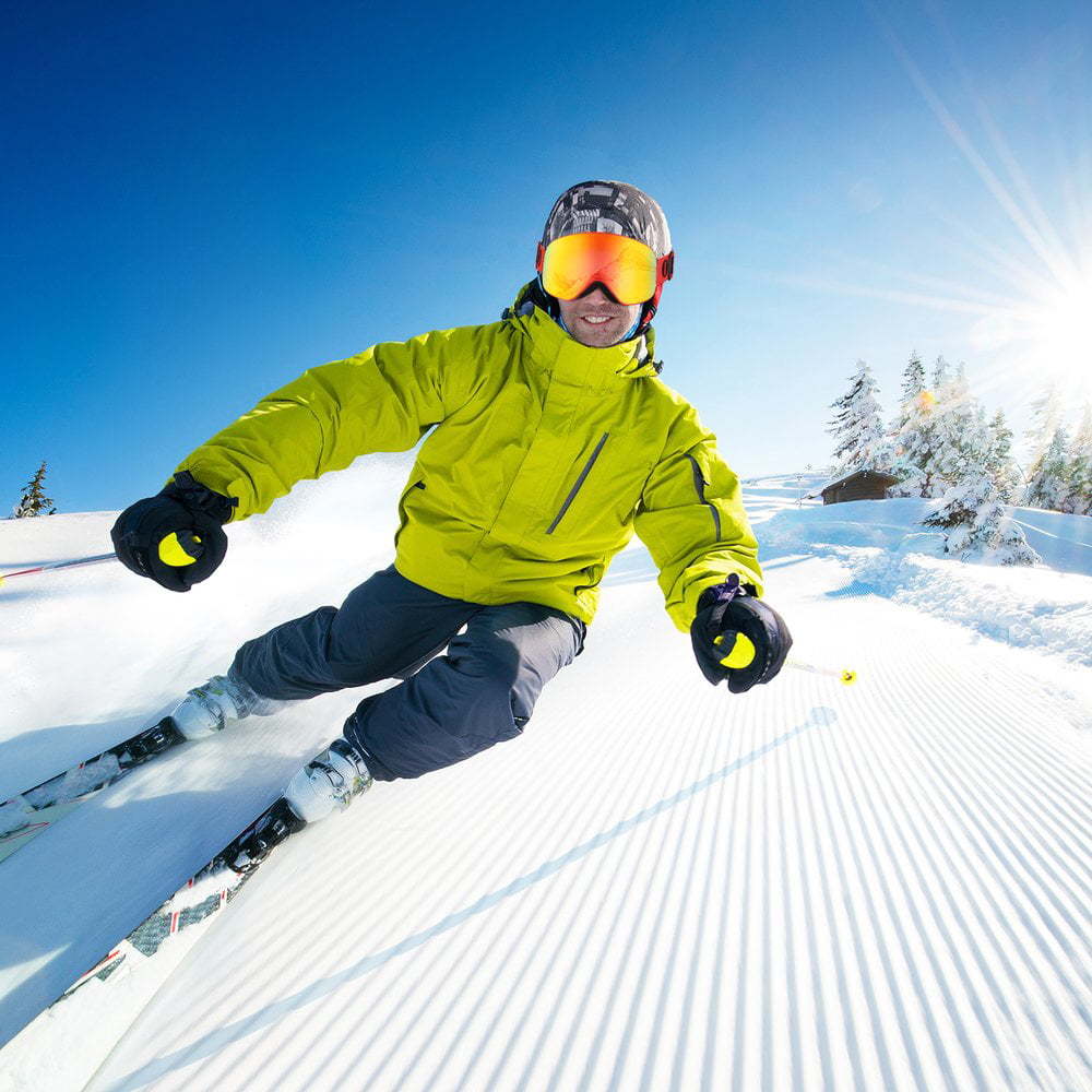 #D1NV[ новый товар * красный ] для взрослых лыжи защитные очки большой рама UV400 2 -слойный слой лыжи защитные очки поляризирующая линза лыжи - туман сноуборд для мужчин и женщин 