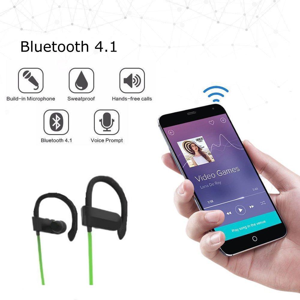 【在庫処分・ブラック】Ｈbq q12 ２個セット Bluetoothイヤホン ipx7 Sweatproof v4 . 1 ベースステレオイヤホン ジグザグEarhookの画像3