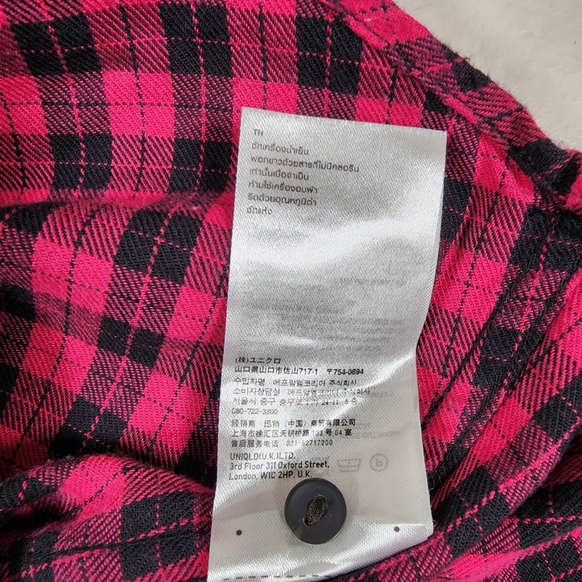 Y4 美品 UNIQLO ユニクロ レディース フランネル シャツ 長袖 人気 XL レッド（赤） チェック柄 ネルシャツ Wボタン 定番 大きめサイズ