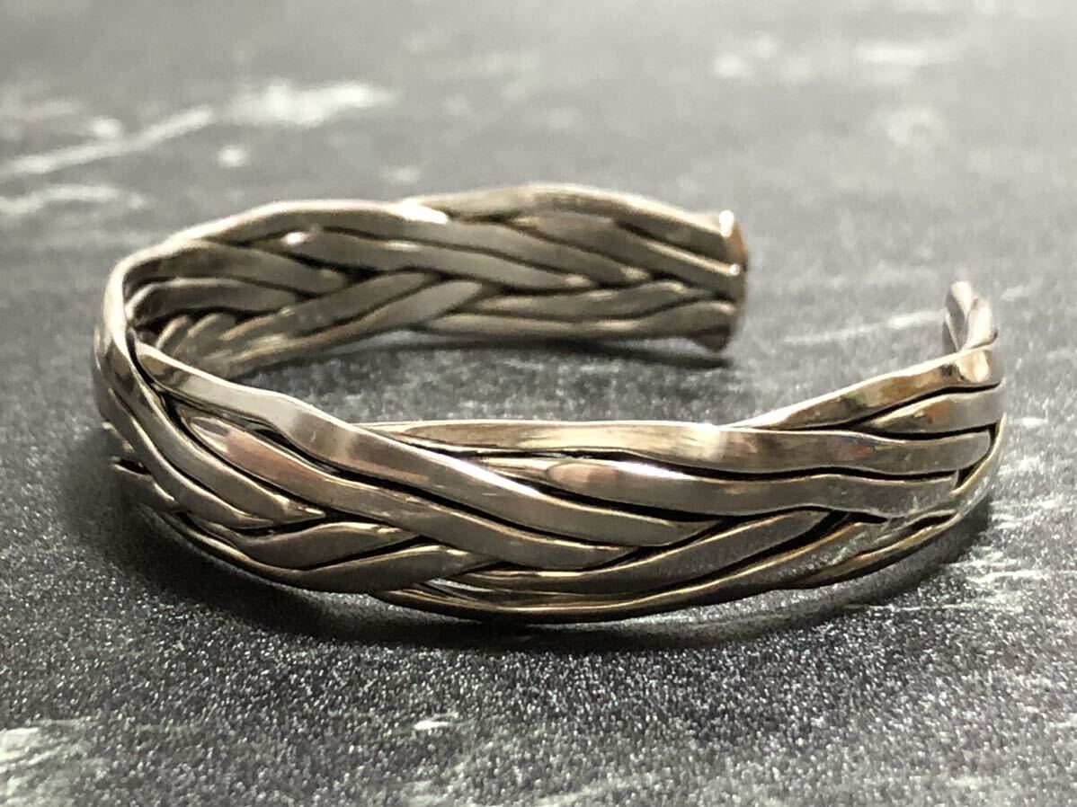 美品 シルバーアクセサリー バングル silver 925 編み込み