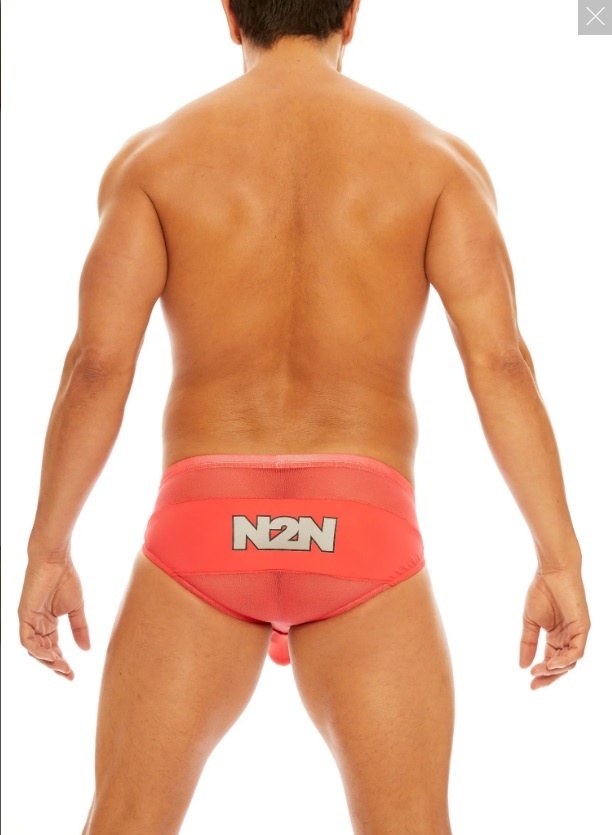 即決新品 N2N B51 NITRO X Full Back Mesh BIKINI -M- メッシュスイムブリーフ CORAL 淡い赤色　 現品表記サイズ M_画像4