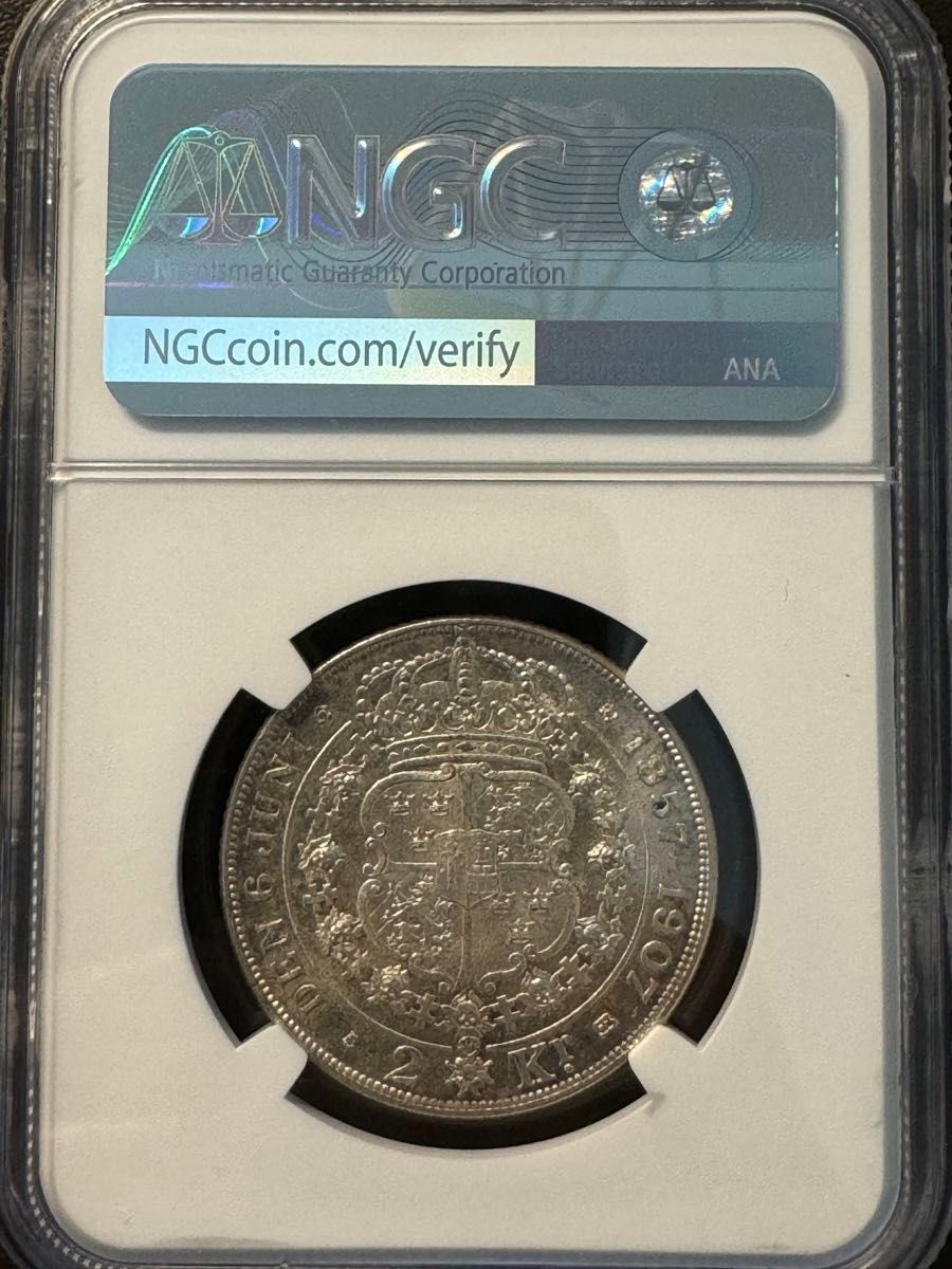 【◎最終値下げ】1907 銀貨 スウェーデン オスカル2世 NGC アンティークコイン