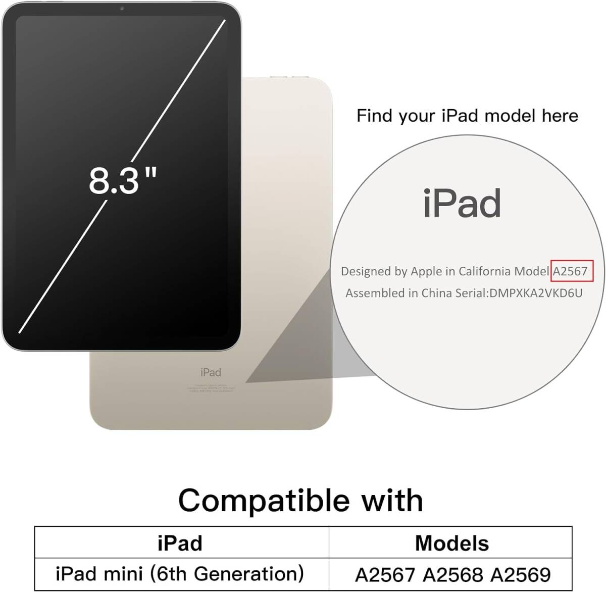 JEDirect iPadmini6 マグネットケース(8.3インチ2021モデル第6世代用)Pencil2充電対応 自動ウェイクアップ/スリープ付き (スターライト)の画像2