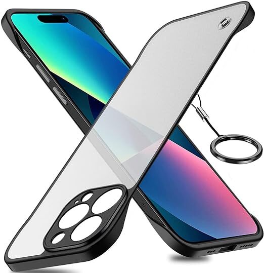 [XLAS] iPhone 14 Pro Max ケース フレームレス ケース frameless case ストラップ 付き 黒 black (iphone 14 ProMax)