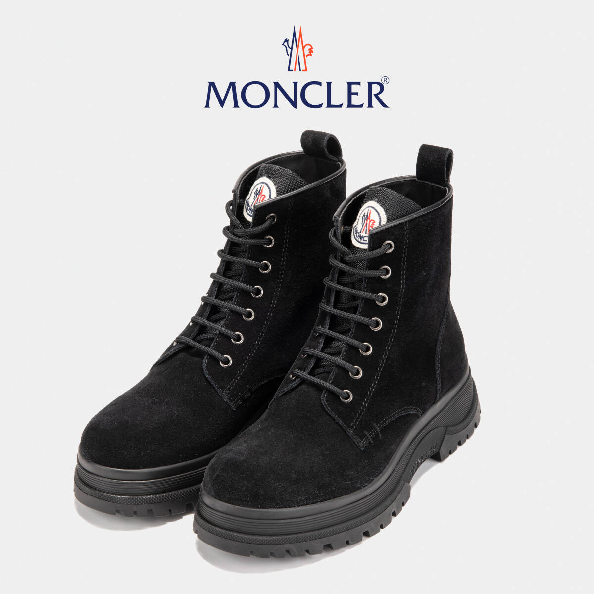 ◆新品◆モンクレール【Moncler】ULYSSE SCARPA レースアップ ブーツ スエード Black 黒 Italy40 JPN25cm US7 1041100