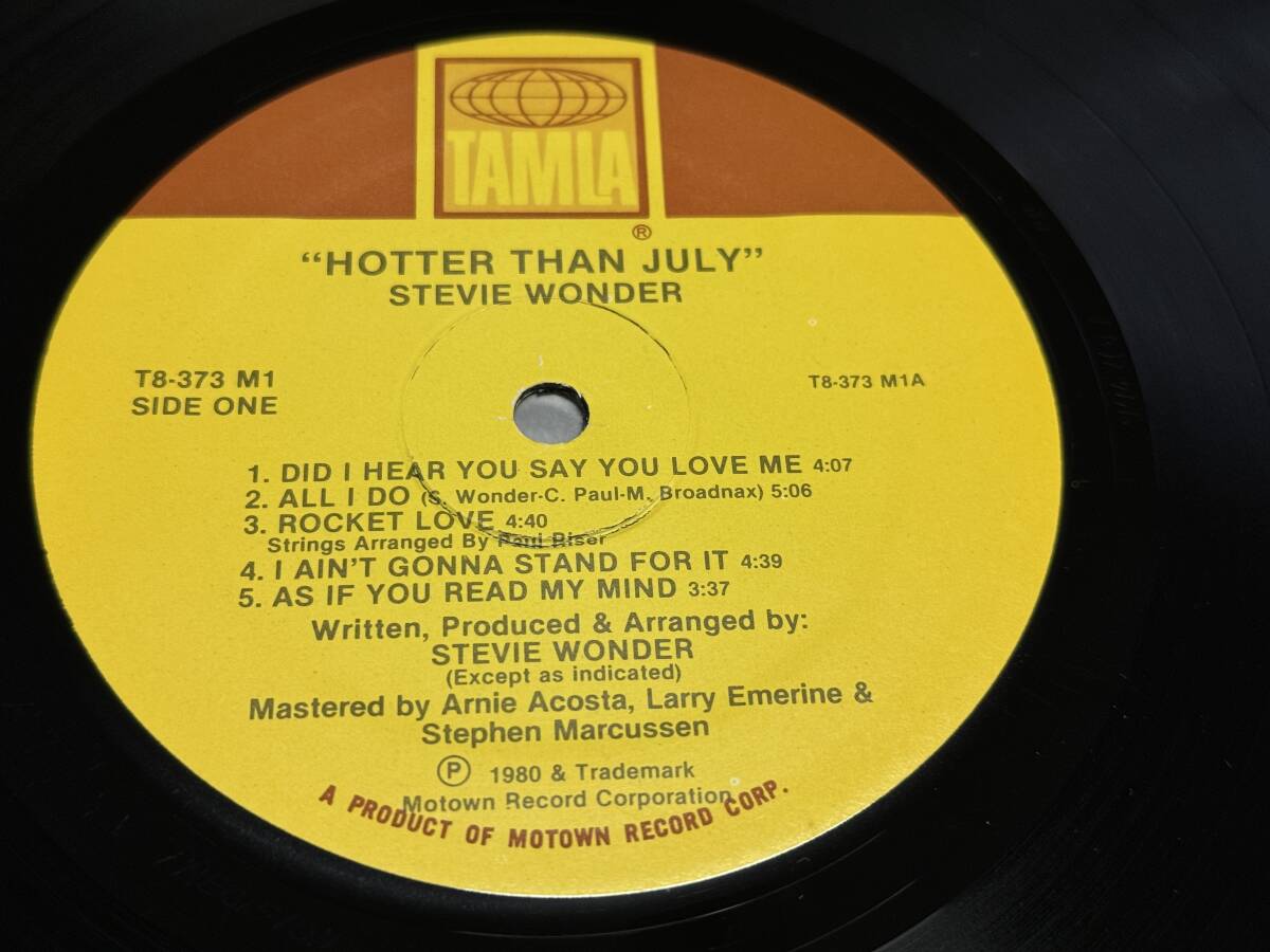 【LPレコード】hotter than july/stevie wonder/ホッター・ザン・ジュライ/スティーヴィー・ワンダー【US盤】_画像8