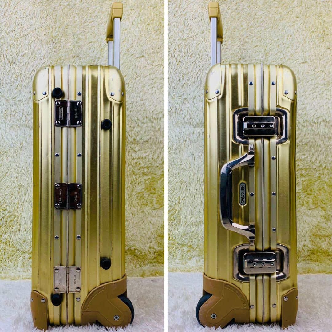 超希少【美品】90's RIMOWA リモワ TOPAS トパーズ GOLD ゴールド 35L 機内持ち込み 2輪 アルミ スーツ ケース キャリー バッグ ドイツ製の画像3