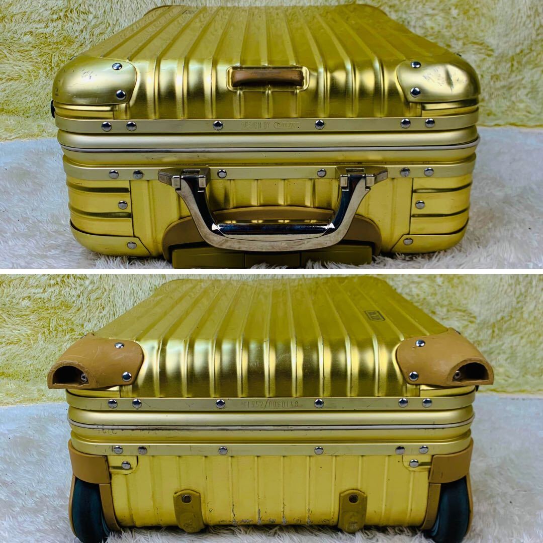 超希少【美品】90's RIMOWA リモワ TOPAS トパーズ GOLD ゴールド 35L 機内持ち込み 2輪 アルミ スーツ ケース キャリー バッグ ドイツ製の画像5