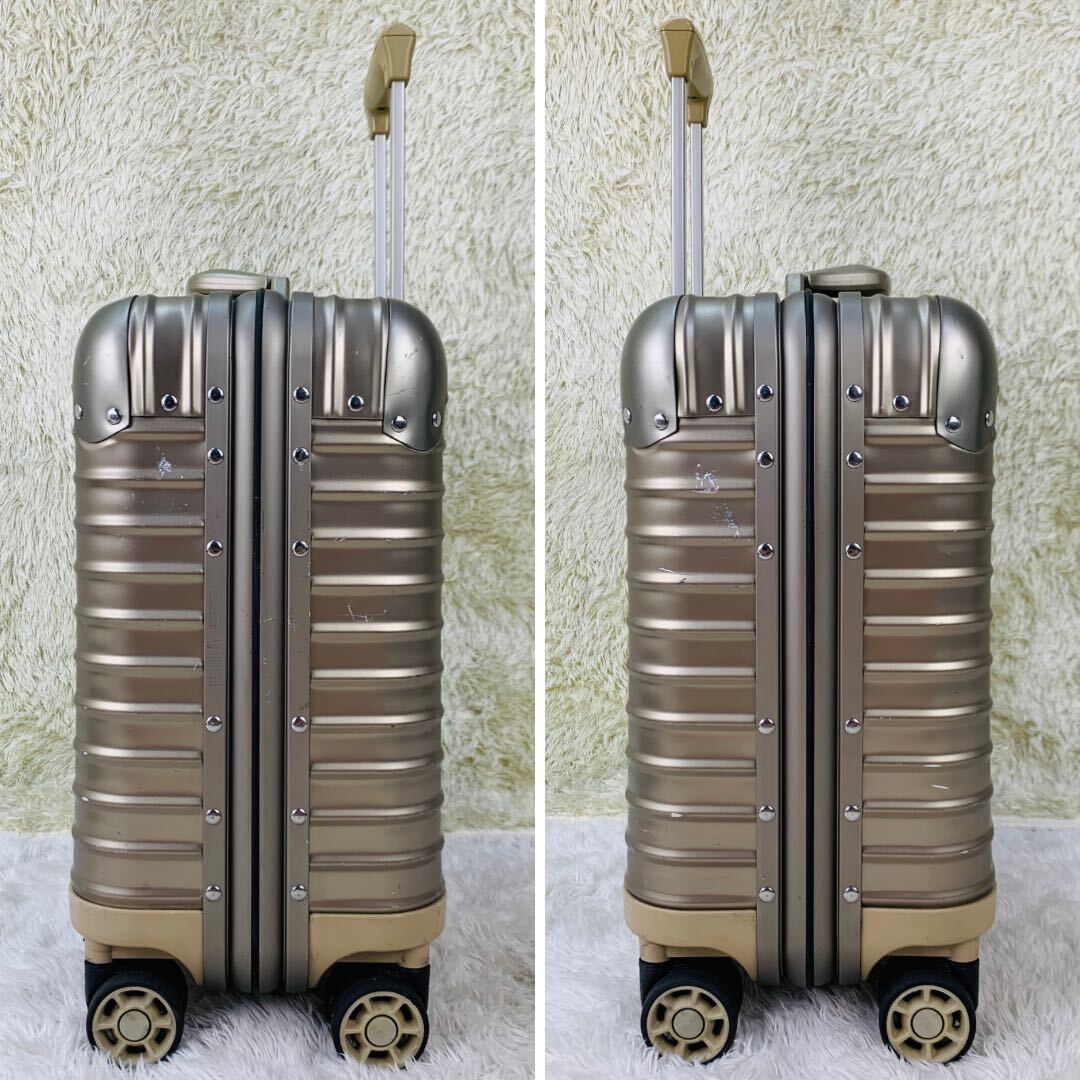 【美品】RIMOWA リモワ TOPAS トパーズ Business MW ビジネスマルチホイール 28L 機内持ち込み 4輪 TSAロック トローリー チタニウム 金色_画像3