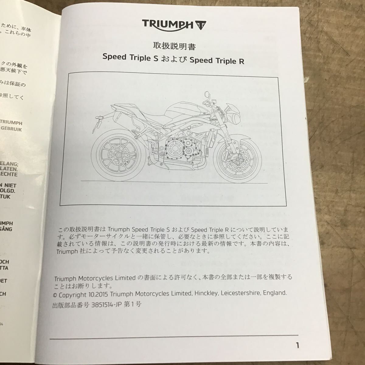TRIUMPH Speed Triple S а также R инструкция по эксплуатации 