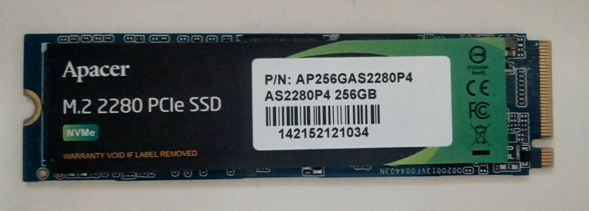 M.2 NVME SSD PCIe3.0 256GB Apacer AP256GA2280P4_画像1