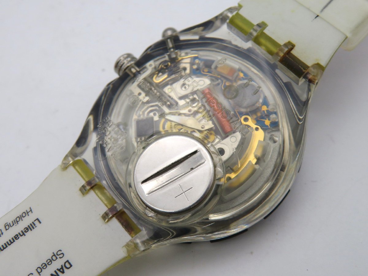 1円■ジャンク■ スウォッチ 1996　アトランタ シルバー クオーツ メンズ 腕時計 K21601_画像3