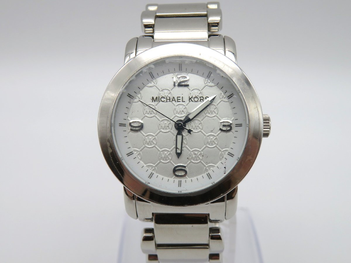 1円◆稼働◆ マイケルコース MK-3157 白 クオーツ ユニセックス 腕時計 K32106_画像1