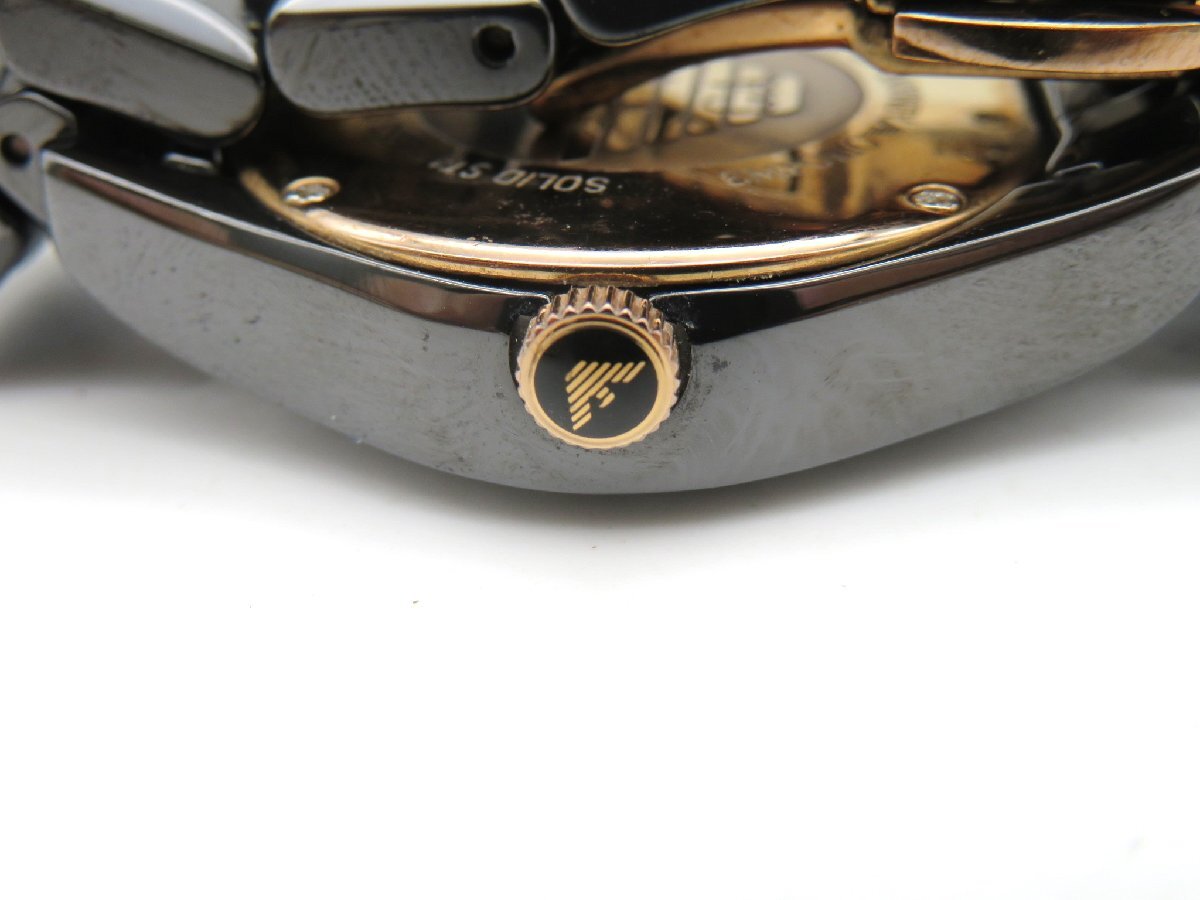 1円◆稼働◆ エンポリオアルマーニ AR-1412 セラミカ ブラックシェル クオーツ ユニセックス 腕時計 L925の画像5
