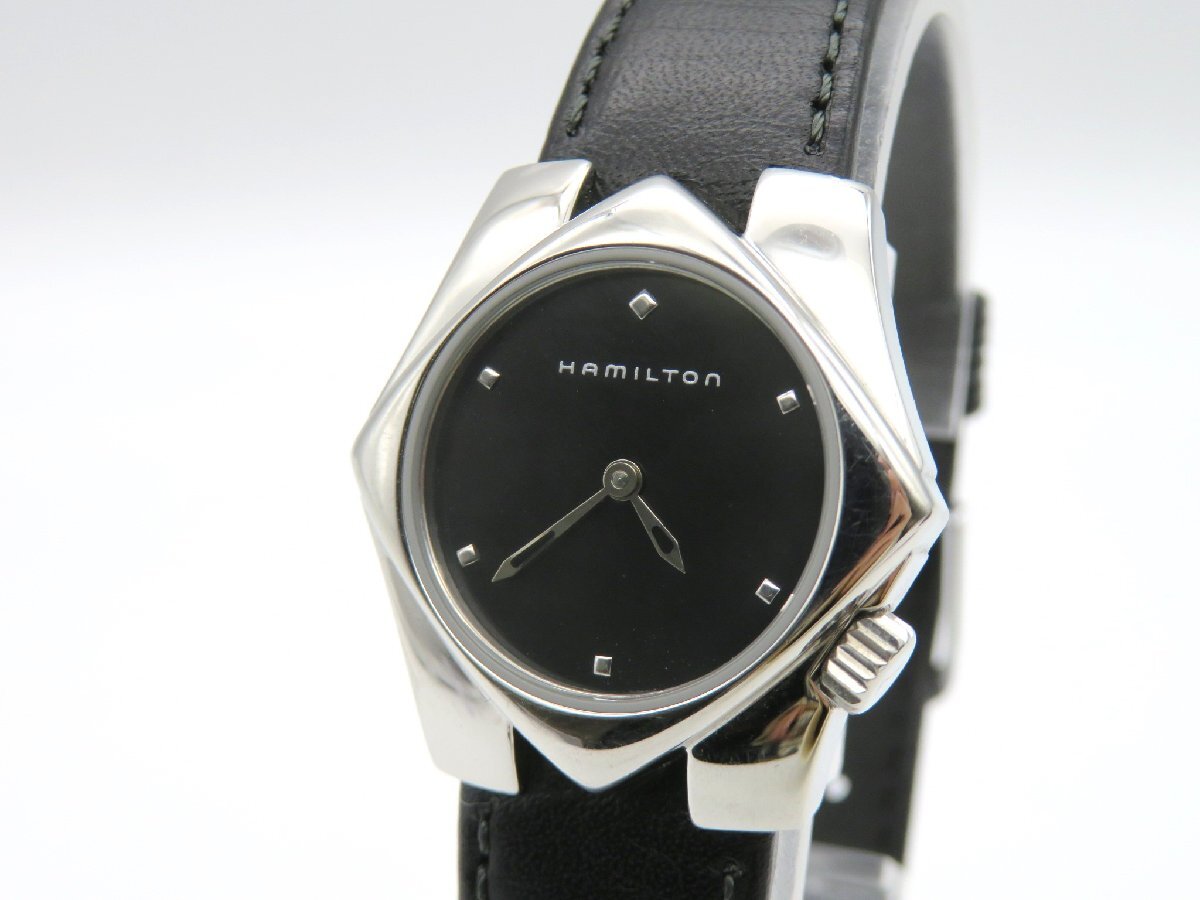 1円◆稼働◆ ハミルトン ブラック クオーツ レディース 腕時計 K56401_画像1