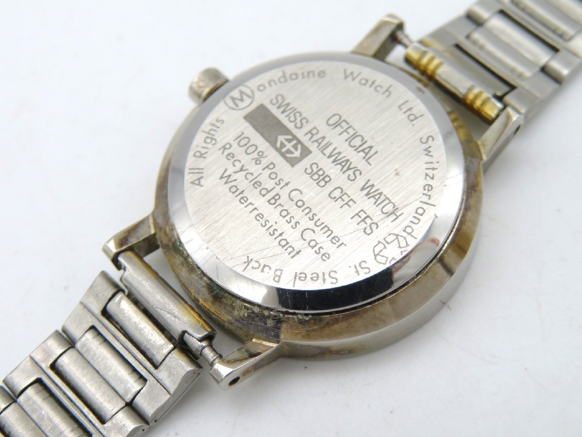 1円◆稼働◆ モンディーン SBB CFF FFS ホワイト クオーツ レディース 腕時計 K64004_画像3