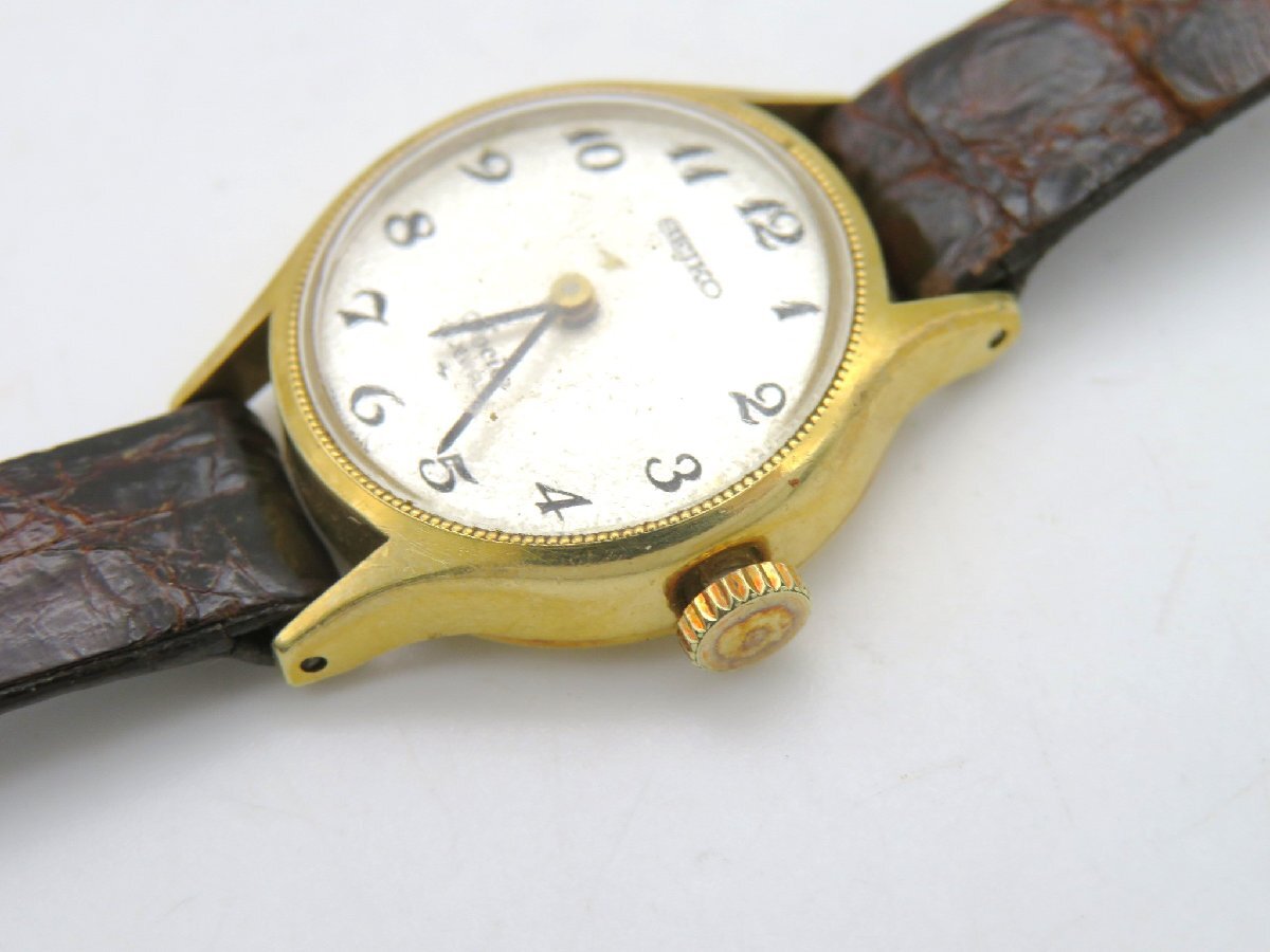 1円◆稼働◆ セイコー 14K シルバー 手巻き レディース 腕時計 K76602_画像2