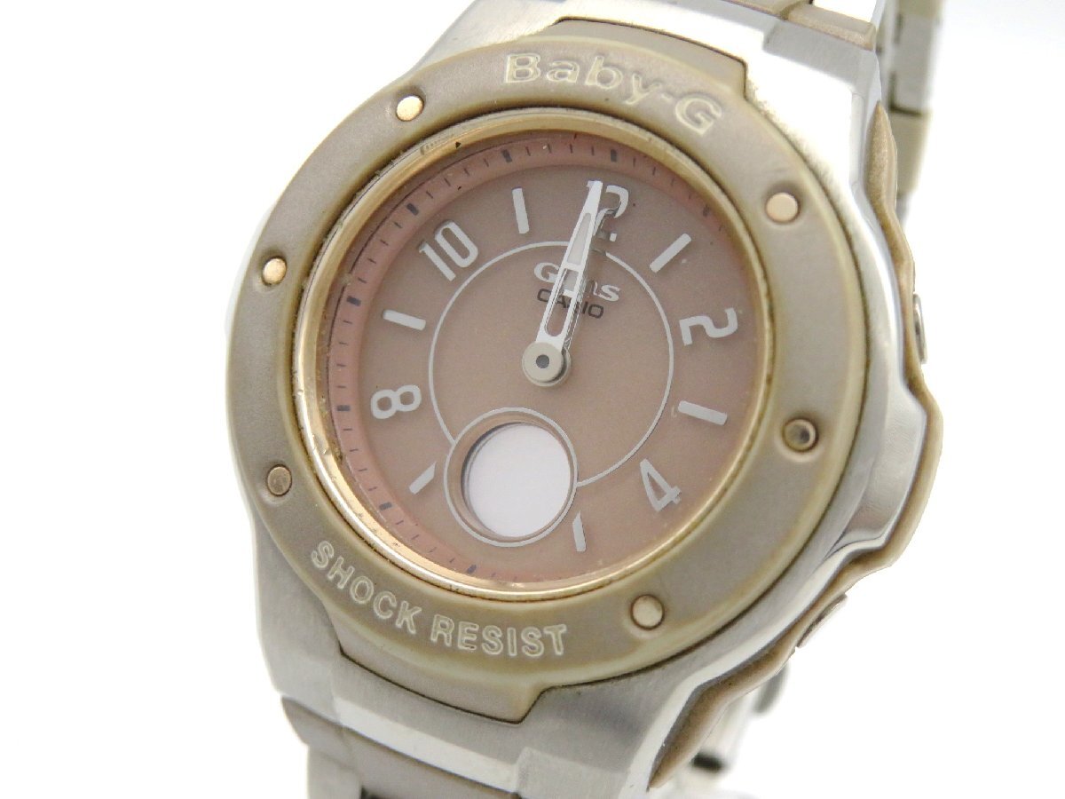 1円■ジャンク■ カシオ MSG-3100C ベビーＧ ピンク ソーラー メンズ 腕時計 K65301の画像1