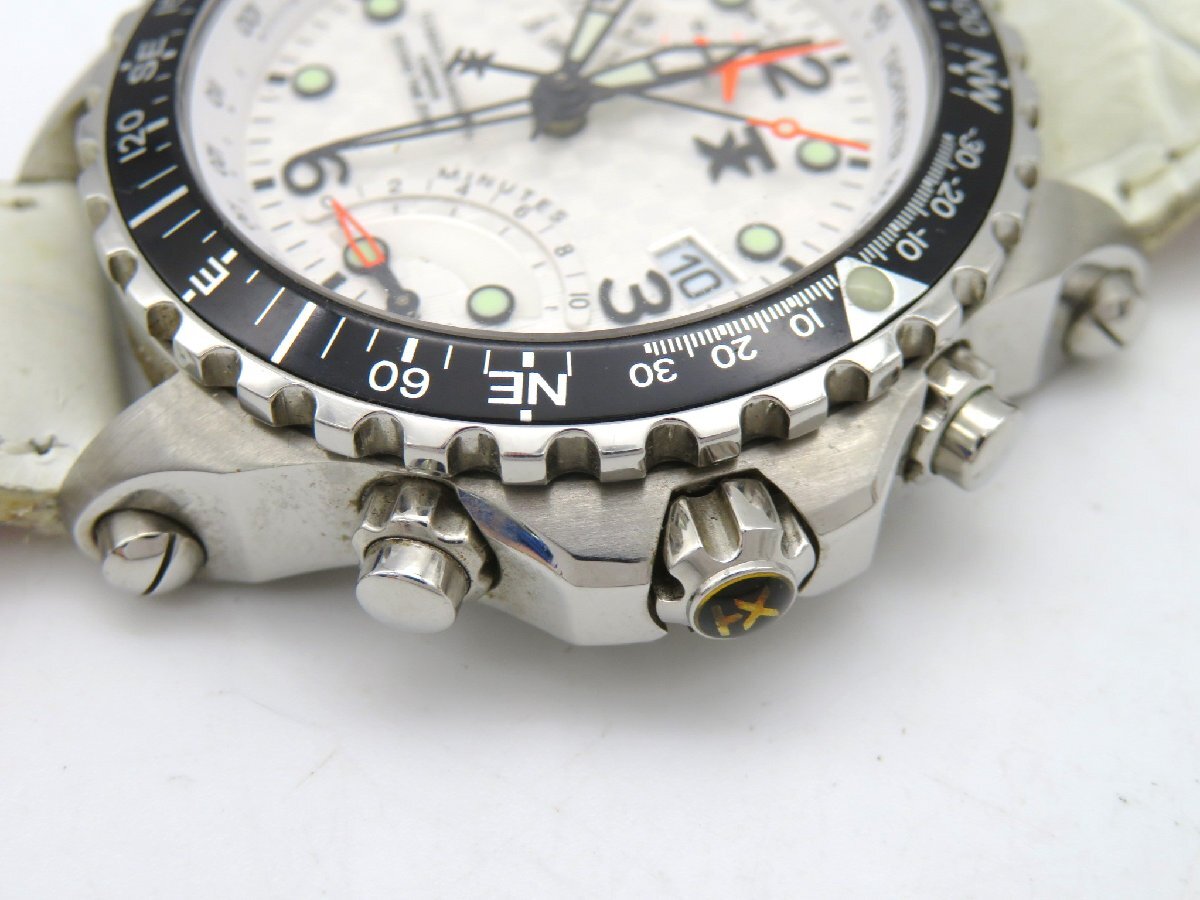 1円◆稼働◆ テクノラグジュアリー T34253 ホワイト クオーツ メンズ 腕時計 K67203の画像2