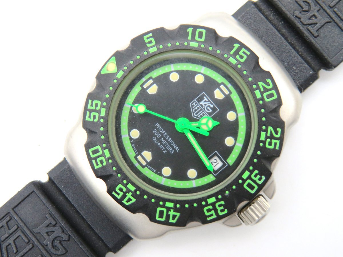 1円◆稼働◆ タグホイヤー WA1415 ブラック クオーツ レディース 腕時計 K78003_画像1