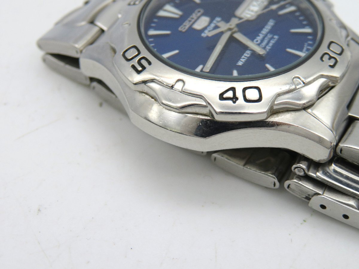 1円◆稼働◆ セイコー 7S36-00A0 5スポーツ ブルー 自動巻き メンズ 腕時計 N022_画像5