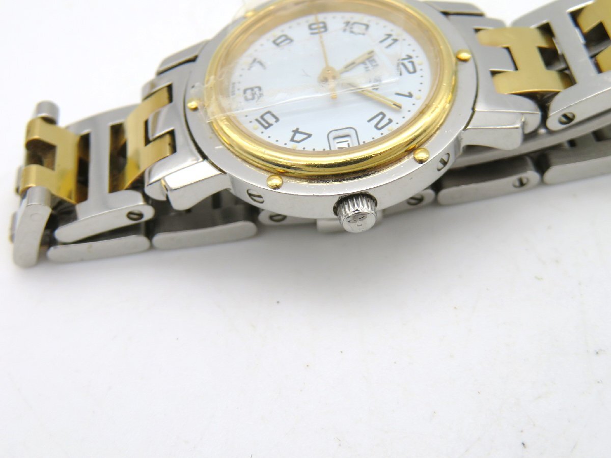 1円■ジャンク■ エルメス CL4.220 ホワイト クオーツ レディース 腕時計 K77206_画像2