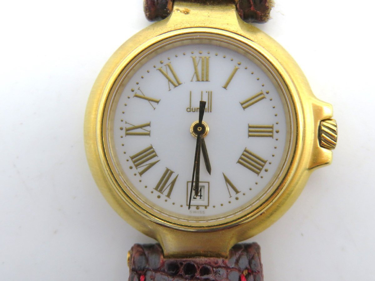 1円◆稼働◆ ダンヒル 白 クオーツ レディース 腕時計 K76006_画像1