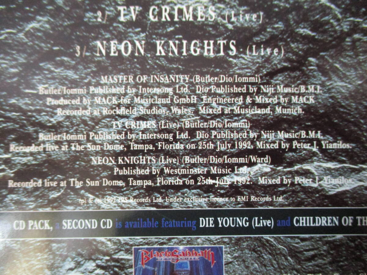 BLACK SABBATH Master Of Insanity ’92 輸入盤 2週にわたって発売されたマキシ・シングルの２枚セット ライヴ４曲収録_画像7
