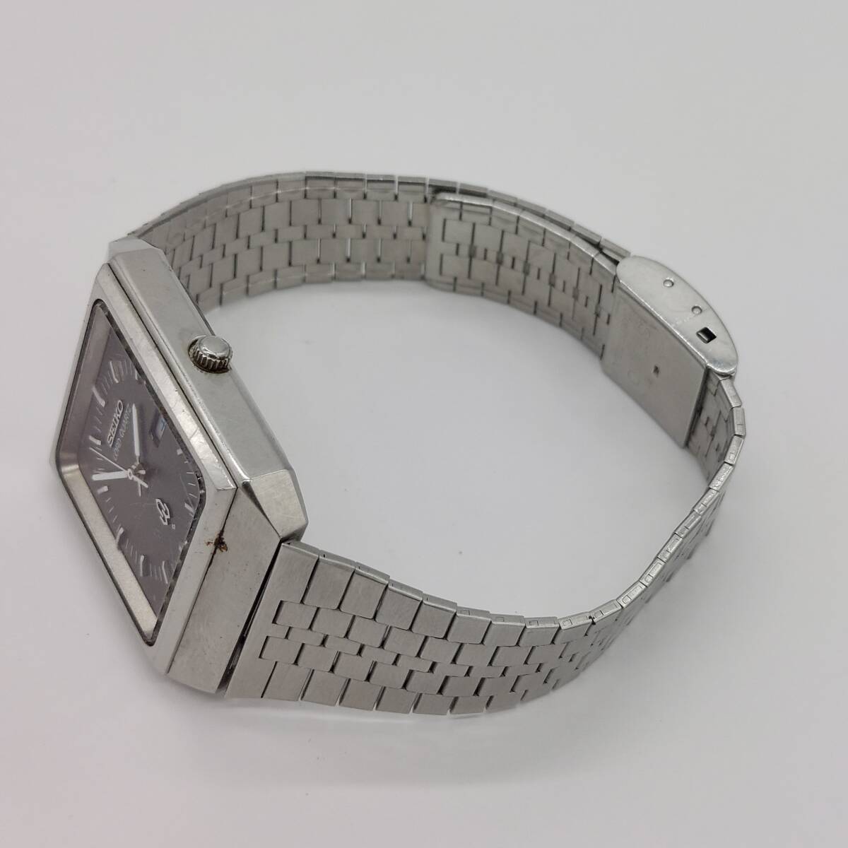 ■SEIKO セイコー LORD QUARTZ ロードクォーツ 7853-5010 ブラック文字盤 シルバー デイデイト スクエア メンズ 腕時計 の画像9