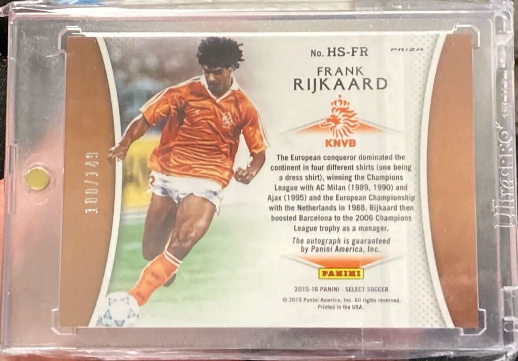 【149枚 限定】 Frank Rijkaard 2015-16 PANINI SELECT フランク・ライカールト soccer auto card サッカー 直書 サイン カード ACミランの画像2