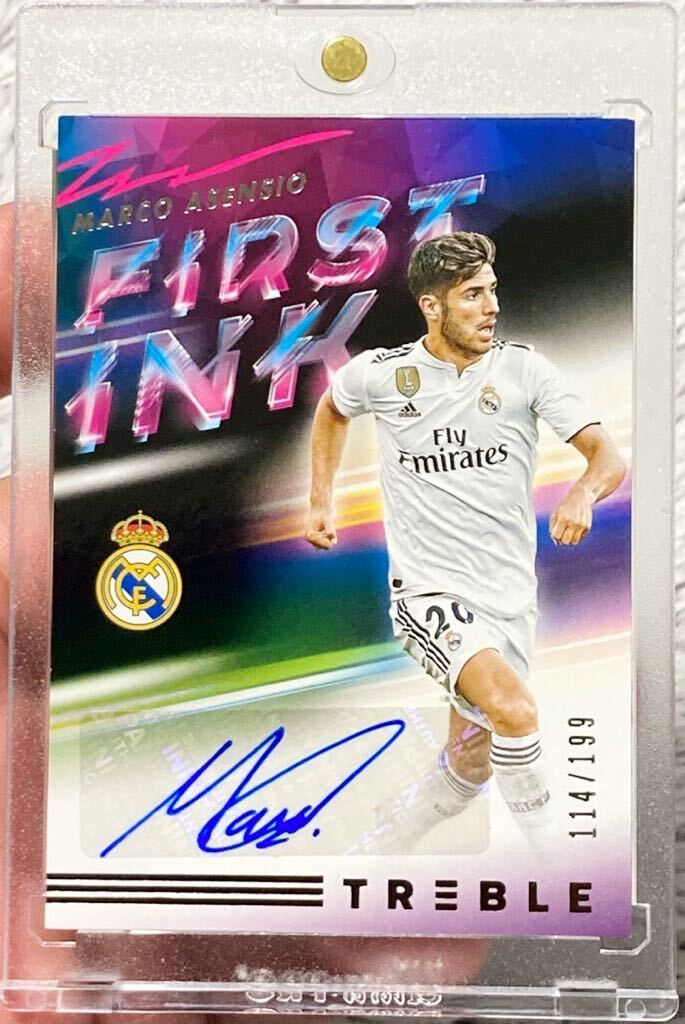 【199枚 限定】 Marco Asensio 2018-19 PANINI マルコ・アセンシオ soccer auto card サッカー 直書 サイン カード Real Madrid, PSG_画像1