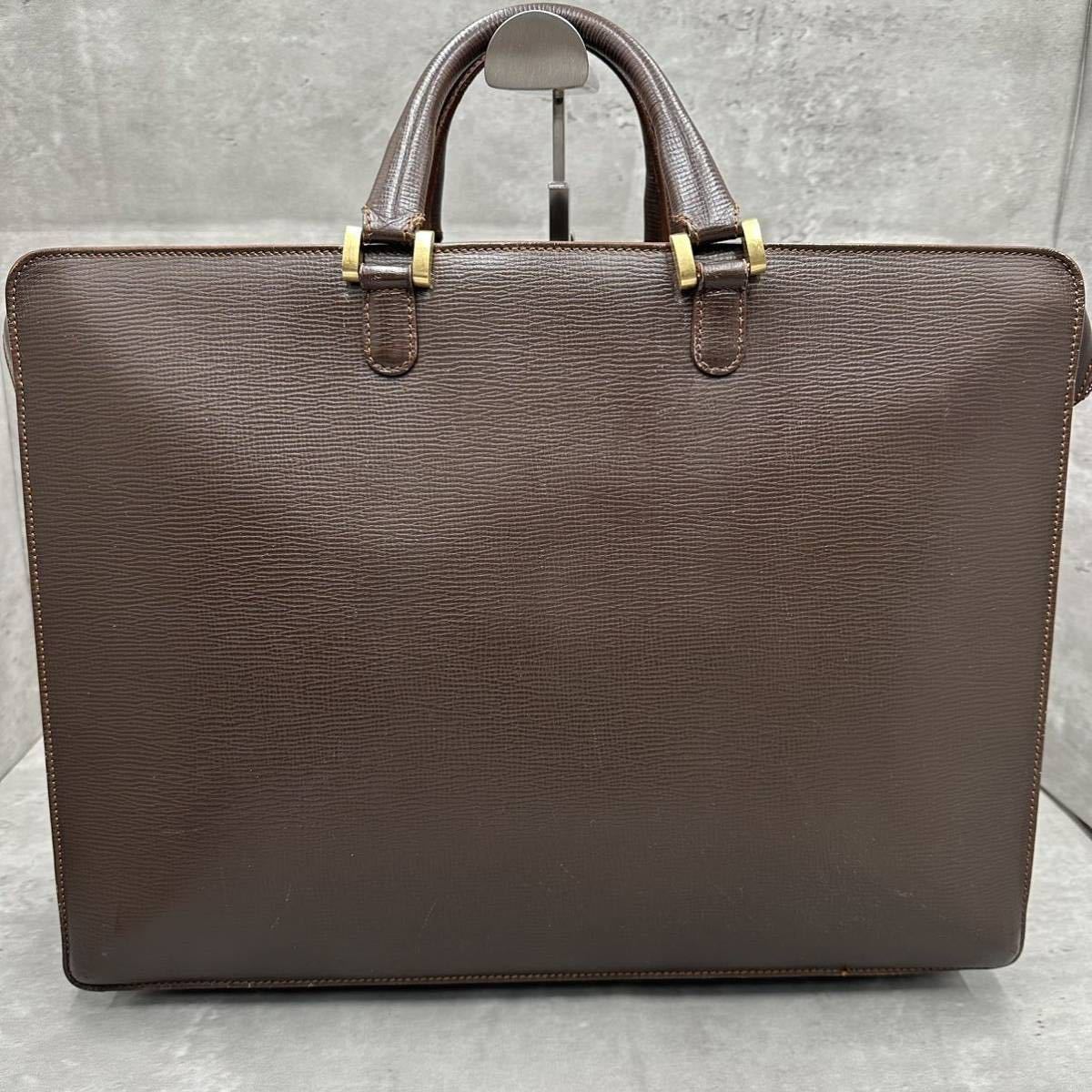 1円■最高級■ ロエベ LOEWE メンズ アナグラム トートバッグ ビジネスバッグ ブリーフケース A4◎ 大容量 本革 通勤 ビジネス ブラウン_画像3