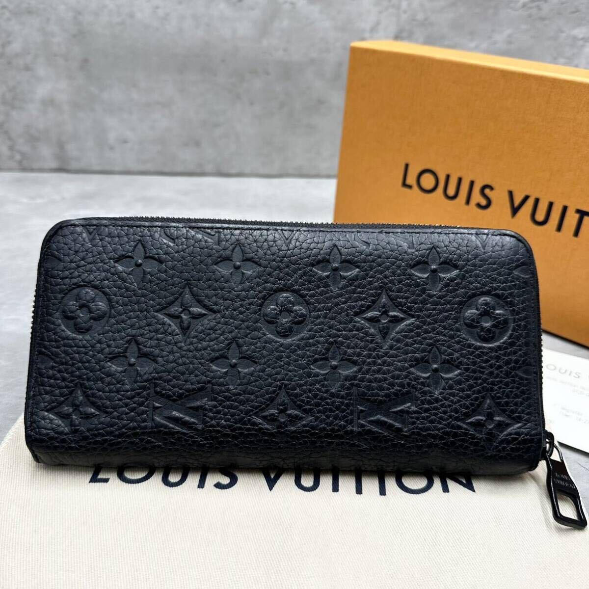 1円■美品/現行品■ LOUIS VUITTON ルイヴィトン メンズ トリヨン モノグラム ヴェルティカル 長財布 ジッピーウォレット レザー ノワールの画像3