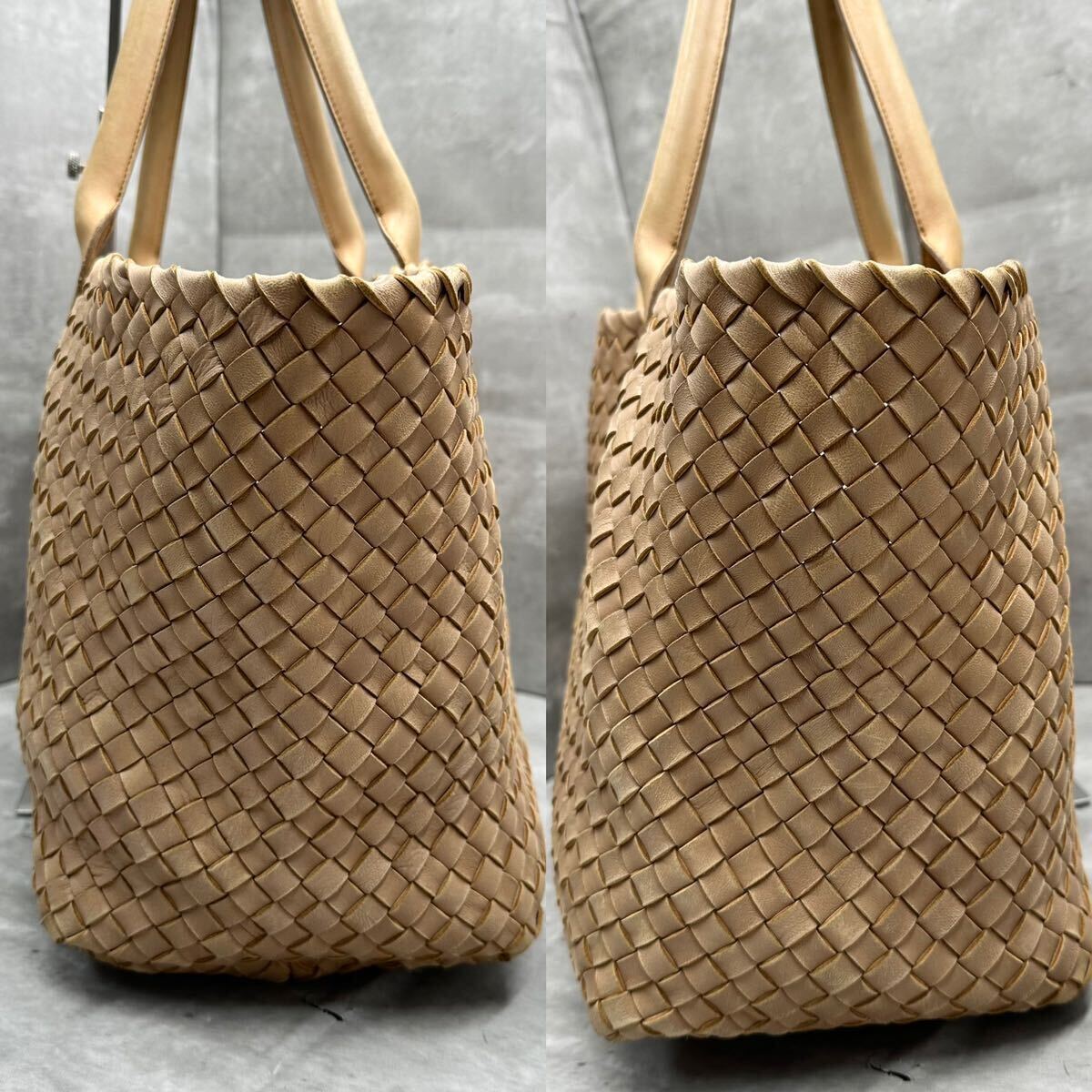 1円■世界限定200個■BOTTEGA VENETA ボッテガヴェネタ カバMM トートバッグ ボストン イントレチャート レザー メンズ レディース 大容量の画像3