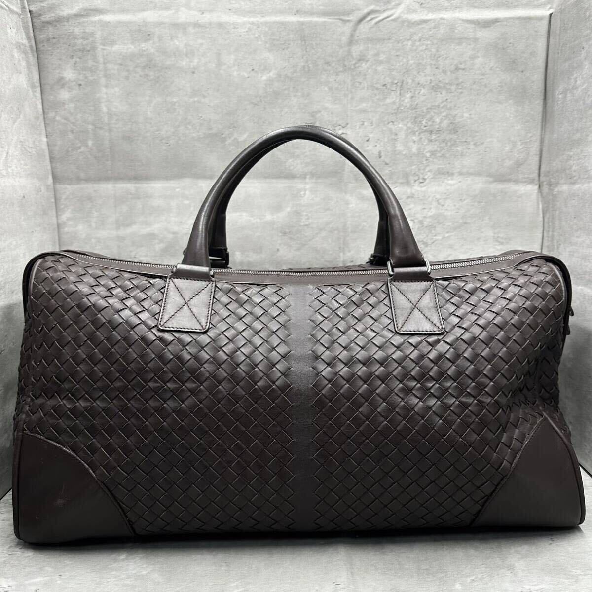 1円■美品/大容量 ■ 定価85万円 BOTTEGA VENETA ボッテガヴェネタ メンズ イントレチャート ボストンバッグ ハンドバッグ ビジネスバッグ_画像3