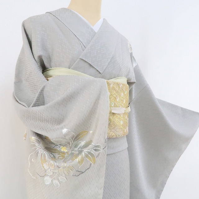 yu.saku2 new goods 2 point set gold paint .. peace rice field light regular .. kimono . attaching thread attaching * color . brilliancy . taste person .. position ... wistaria. flower ...~ visit wear * double-woven obi 3134
