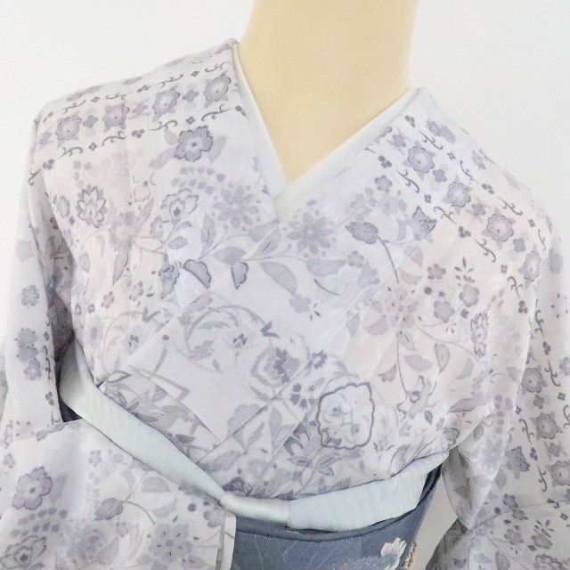 ゆめsaku2 新品 紋紗 夏着物“遥かの風に導かれ心密かに我が身を慕う”仕付け糸付 正絹 トールサイズ 付下げ訪問着1588