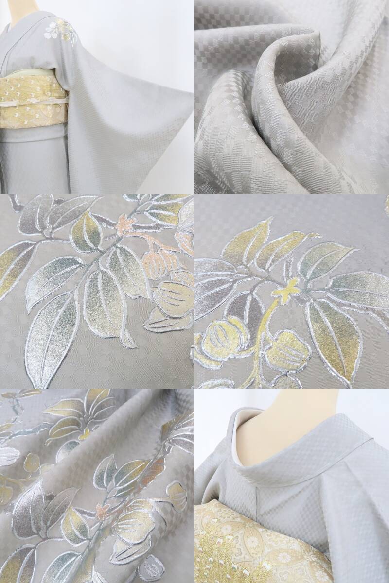 yu.saku2 new goods 2 point set gold paint .. peace rice field light regular .. kimono . attaching thread attaching * color . brilliancy . taste person .. position ... wistaria. flower ...~ visit wear * double-woven obi 3134