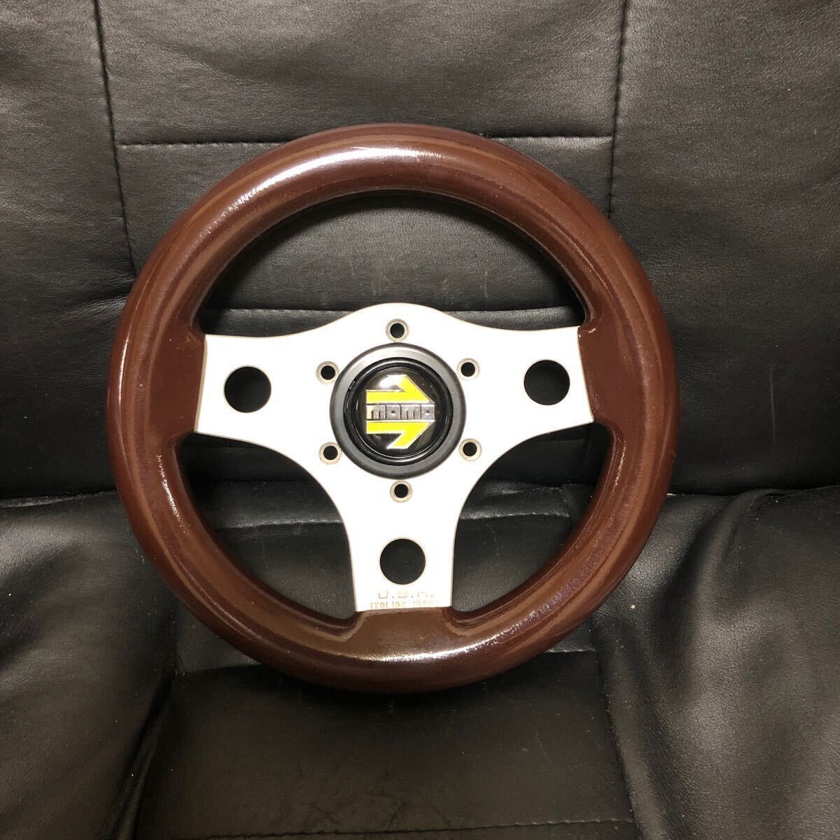  small diameter * wooden steering wheel *230mm*MOMO made horn button * highway racer * old car * hot-rodder 