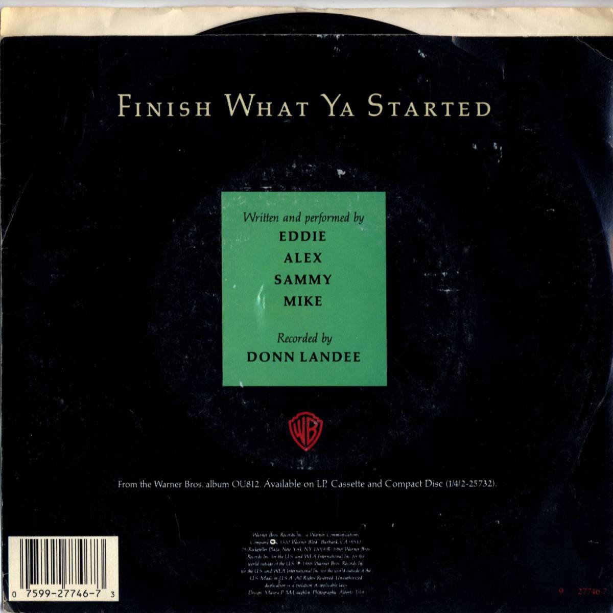 Van Halen 「Finish What Ya Started/ Sucker In A 3 Piece」米国WARNER盤EPレコード_画像4