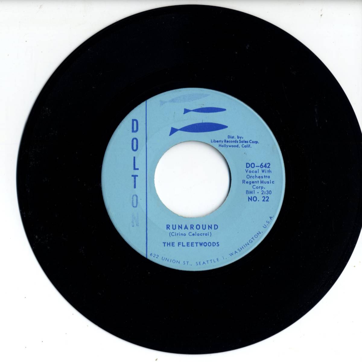 Fleetwoods 「Runaround/ Truly Do」 米国DOLTON盤EPレコード_画像2