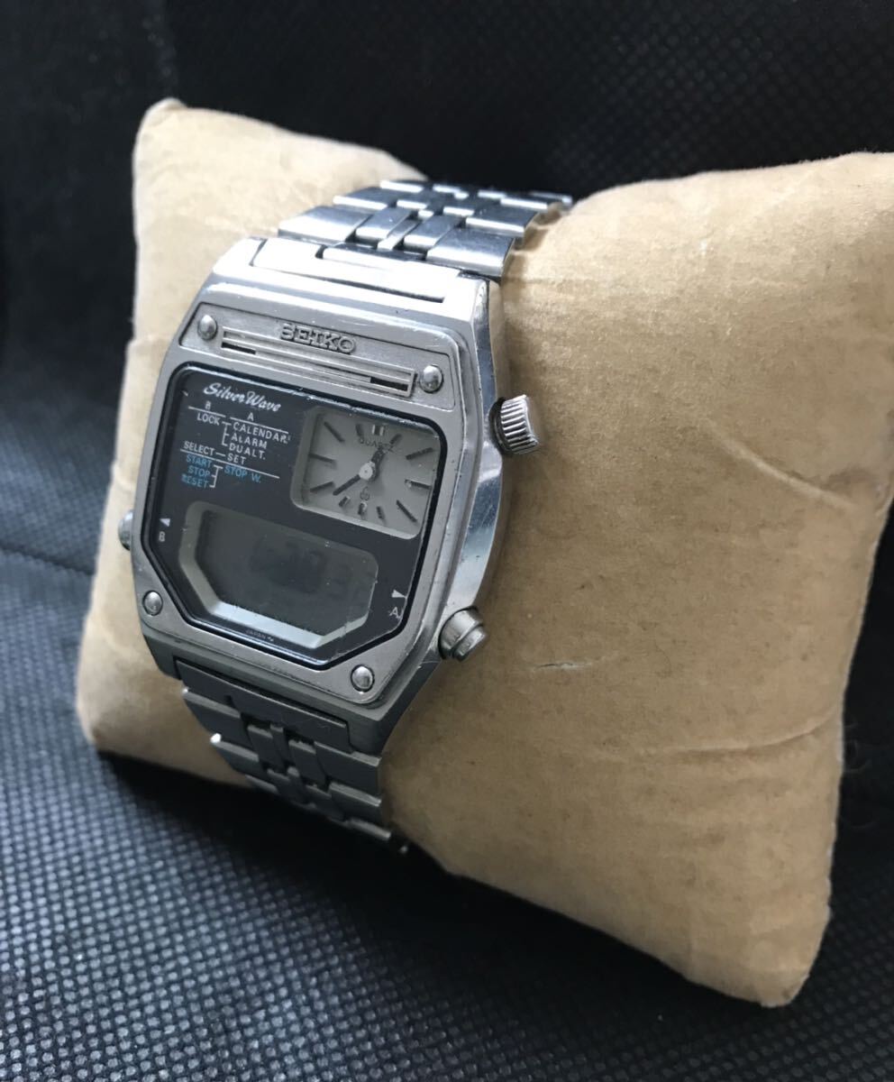 Seiko Silverwave Ana-Digi H239-5040 シルバーウェーブ デジアナ QZ デジタル クォーツ 腕時計 稼働 希少品 オリジナルブレス_画像6