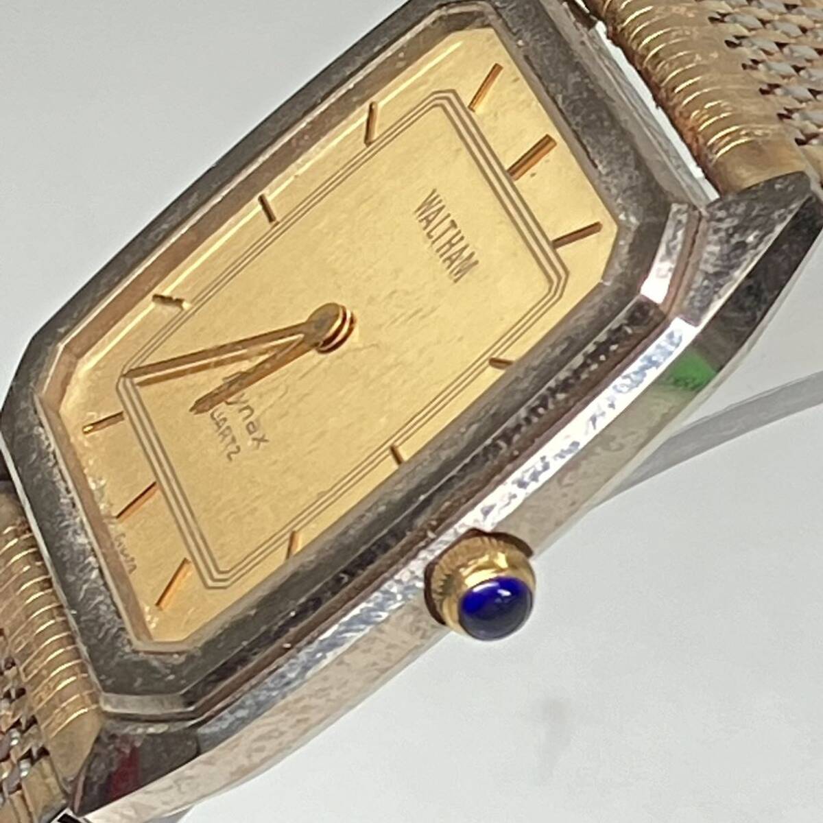 1円〜 3F WALTHAM DYNAX ウォルサム ダイナックス 腕時計 2103240 / 0K0090 ゴールドカラー ゴールド文字盤 クオーツ腕時計 動作未確認の画像5