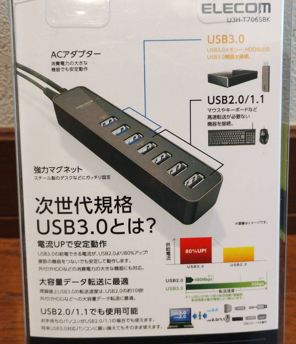 USB3.0 7ポートハブ　エレコム U3H-T706SBK_画像5
