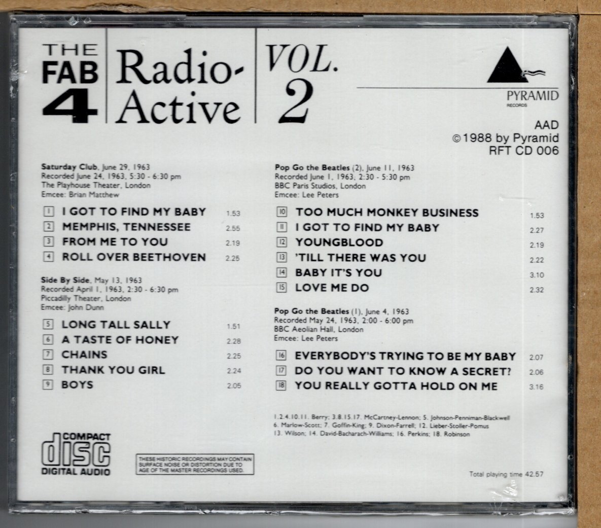 【新品CD】BEATLES / THE FAB FOUR RADIO ACTIVE VOL.2_画像2