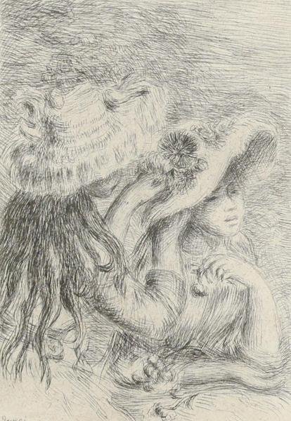 【真作】【WISH】ルノワール Pierre Auguste Renoir「ピンを止めた帽子の少女」銅版画 　　〇印象派巨匠 フランスの画家 #24032119_画像3