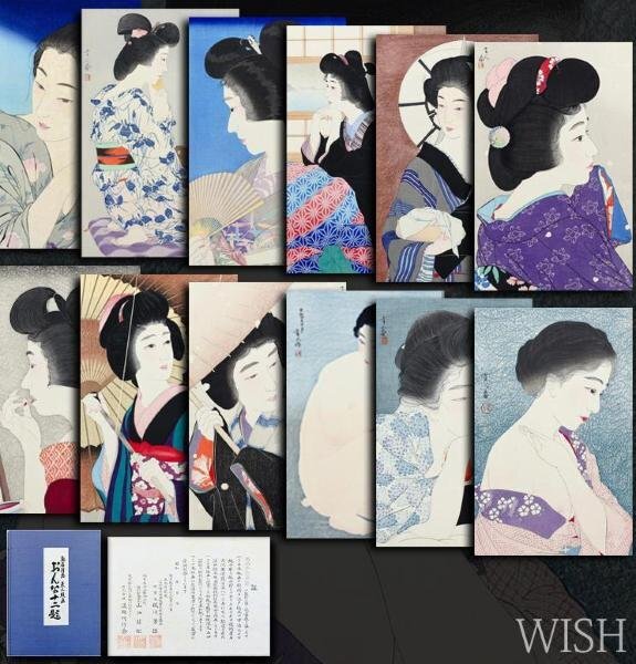 【真作】【WISH】鳥居清忠「おんな十二題」木版画 手漉和紙摺り 6号大 証明書付 ◆12枚セット  〇浮世絵師 鳥居派8代目 #23023827の画像1