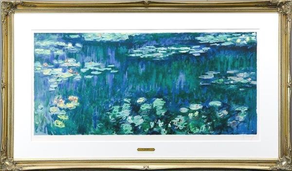 【真作】【WISH】クロード・モネ Claude Monet「緑の反映・L」リトグラフ 30号大 大作 証明シール ◆人気作 　　〇印象派巨匠 #23122698_画像2