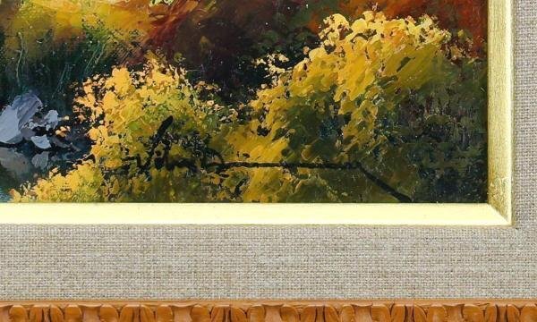 【真作】【WISH】アリマニー「ジローナ田園風景」ボードに油彩 6号 #24032725_画像6