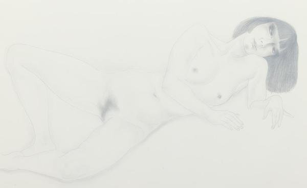 【真作】【WISH】加山又造「横になる裸婦Ⅱ-3」リトグラフ 10号大 直筆サイン 証明シール   〇文化勲章 文化功労者 #24032654の画像3